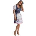 Damen Mini Dirndl Trachtenkleid Kleid Schürze Oktoberfest Volksfest Blau Weiß