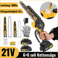 8+6 Zoll Mini Akku Kettensäge Bürstenloser Handkettensäge mit 2x Akkus+Ladegerät