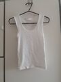 Tank Top Basic Shirt Gerippt XS 34 Neu Weiß 