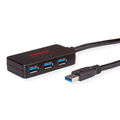 USB 3.2 Gen 1 4-Port Hub mit Repeater, schwarz, 10 m / mit Netzteil