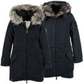 Khujo Jessi Parka Winterjacke Anorak Mantel Gefüttert Damen Schwarz Dunkelblau