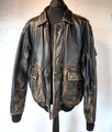 Vintage Alpha Industries A-2 Fliegerjacke Distressed schwarz Nappaleder XXL