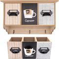 Wandmontage Tee Kaffee 3 Fächer Küche Organizer Aufbewahrungsbox mit 3 Haken