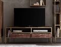 TV Element Lowboard 160x57cm Massivholz dunkelbraun & gold NEU OVP!!!