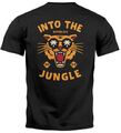 Herren T-Shirt Backprint Tiger Spruch Into the Jungle Palme Sommer Retro Design