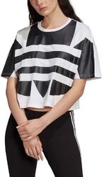 Adidas Damen Bauchfrei Basic T-Shirt Kurzarmshirt Shirt Cropped LRG Logo Top Tee