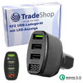 3-Port USB Universal KFZ-Ladegerät Adapter Ladekabel Netzteil 4.2A LED-Display
