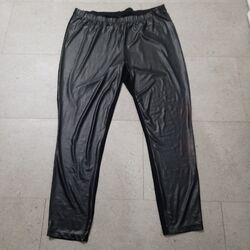 Schwarze  Leggins - vorne wetlook Lederimitat in Gr. 3XL etwa 48-54