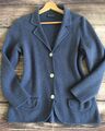 Peter Hahn schieferblau Supima Baumwolle tailliert Blazer Strickjacke, UK 12 tadellos