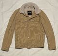 Hollister brown faux suede trucker jacket with faux shearling lining