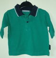 Grünes Poloshirt mit blauen Kragen und Streifen Langarm Gr. 62