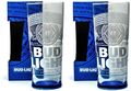 2 x Bud Light Pint Glas - blauer Sockel, verpackt, nuklear Budweiser Glas - NEU