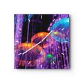 Modern Wanduhr 30x30cm Analog Glasuhr Neon Beleuchtung Leuchtdichte Art Glas