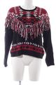 MONKI Strickpullover Damen Gr. DE 36 schwarz-karminrot-wollweiß Casual-Look