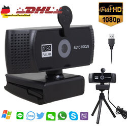 Webcam mit Mikrofon und Stativ, USB Full HD 1080P/30fps Webkamera für PC Laptop