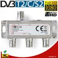 3-fach F-Splitter Antennenverteiler Weiche Switch HD TV DVBC DVBT2 3D 4K SAT