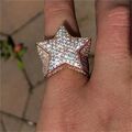 Luxus glänzender Diamant Hip Hop CZ Sternring kubischer Zirkonia Diamant Pentagramm