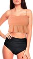 Z-13755-B24-1470/SW) DAMEN BIKINI SET APRICOT CROPPED TOP HIGH WAIST SLIP GR. 46