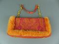 Escada Damen Tasche Handtasche Textil Kunstfell orange Schultertasche (19522)