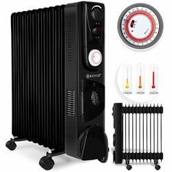 KESSER® Ölradiator 2500 Watt Öl Radiator Elektroheizung Heizer Heater 24h Timer2500W✔️24h Timer✔️3 Heizstufen✔️Mit Rollen✔️Thermostat