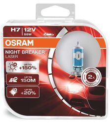 2x Stück H7 12V 55W PX26d NIGHT BREAKER® LASER  +150% OSRAM Autolampe Glühbirne