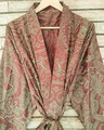 Reine Seide Brown Kimono Lang Robe Abendkleid Damen Nachthemd KMO4196