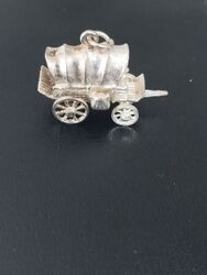 C1950 Vintage arbeitender Zigeuner Wohnwagen Sterlingsilber Charm