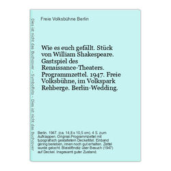 Wie es euch gefällt. Stück von William Shakespear Freie Volksbühne Berlin (Hera