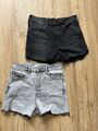 H&M 2x Stretch Jeans Shorts jeansshorts elastisch 36 S schwarzgrau Highwai Zara