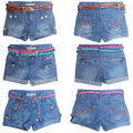 Mädchen Hot Pants Hotpants Jeans kurze Kinder Hose mit Gürtel Panty Shorts 