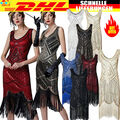 20er Jahre Charleston Kleid Pailletten Fransen Flapper Gatsby 20's Damen Kostüm!