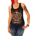 Frauen Trägershirt Tank Top Rockn Roll Rockabella girls Shirt Pin Up skull love