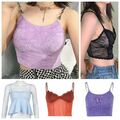 Damen Y2K Camisole Transparente Crop Top Tank Bralette Satin Leibchen Clubwear