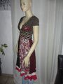 DESIGUAL Kleid  Schwarz Knielang Kurzarm Bunt Cotton Viscose XS