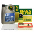 MANN Filterset + 5L ORIGINAL 5W30 dexos1 Gen3 Öl für OPEL CORSA D 1.0 1.2 1.4