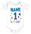 Babybody personalisiert Name erster Geburtstag Zahl 1 Birthday kurzarm Body