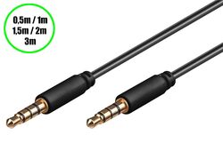 Audio Verbindungskabel Stereo 3,5 mm Klinkenkabel AUX Klinke Stecker 4-polig Slim Kabel für iPod iPad iPhone Raspberry Pi Kopfhörer