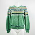 Fair Isle Strickjacke Country Rose Gr. S UK 10 12 Wolle Strick Land Mädchen 40er Weihnachten