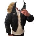 Wie Neu Alpha Industries Flyers CWU 45 P Kapuze Bomberjacke Fliegerjacke Navy L