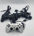 3x Original Sony Playstation 2 PS2 Controller DEFEKT Schwarz Silber