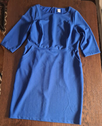 Heine Kleid in Mittelblau mit Abnähern und Gehschlitz in Gr. 44