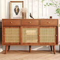 Sideboard Kommode mit 3 Schubladen Rattan Schubladenschrank Anrichte Highboard