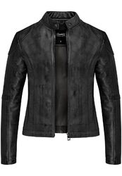 Damen Echtleder Jacke Biker Zipper Lederjacke RJ-8001