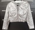 Miss Of Joy S/M Echte Lederjacke Silber 1980 KARNEVAL  Leder Jacke 158