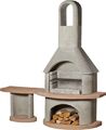 Buschbeck Gartengrillkamin Carmen mit Tisch Naturgrau / Terracotta Terrassenofen