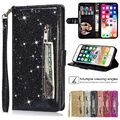 Bling Glitter Brieftasche Handy Hülle für iPhone 12 13 14 15 16 Pro Max Schutz