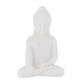 Buddha Figur sitzend Gartenfigur Buddhastatue weiß Gartenbuddha Gartenskulptur 