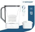 Wasserfilter Kanne Slim Wessper schwarz mit 1x Kartusche, KANNE & WASSERFILTER