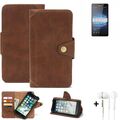 Wallet Case für Microsoft Lumia 950 XL Schutzhülle + Kopfhörer Handy Tasche B