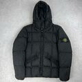 Stone Island Crinkle Reps Daunen gefütterte Jacke schwarz Mantel Small 2122